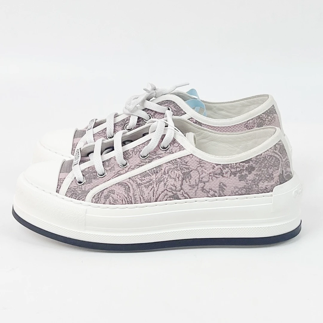 99新 DIOR/迪奥 36码 粉色动物园厚底帆布鞋 95新 lm3270