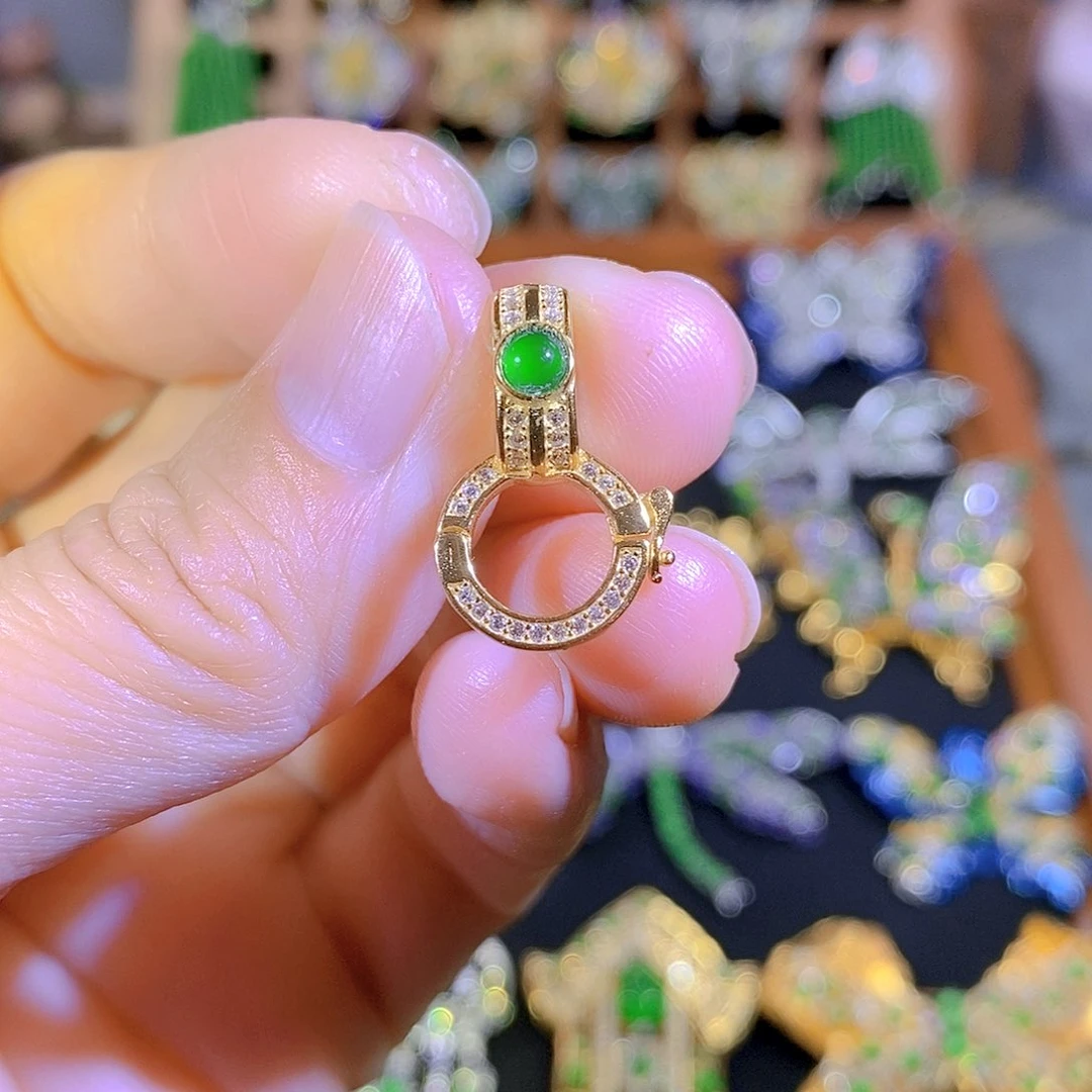 银S925镶嵌挂件翡翠