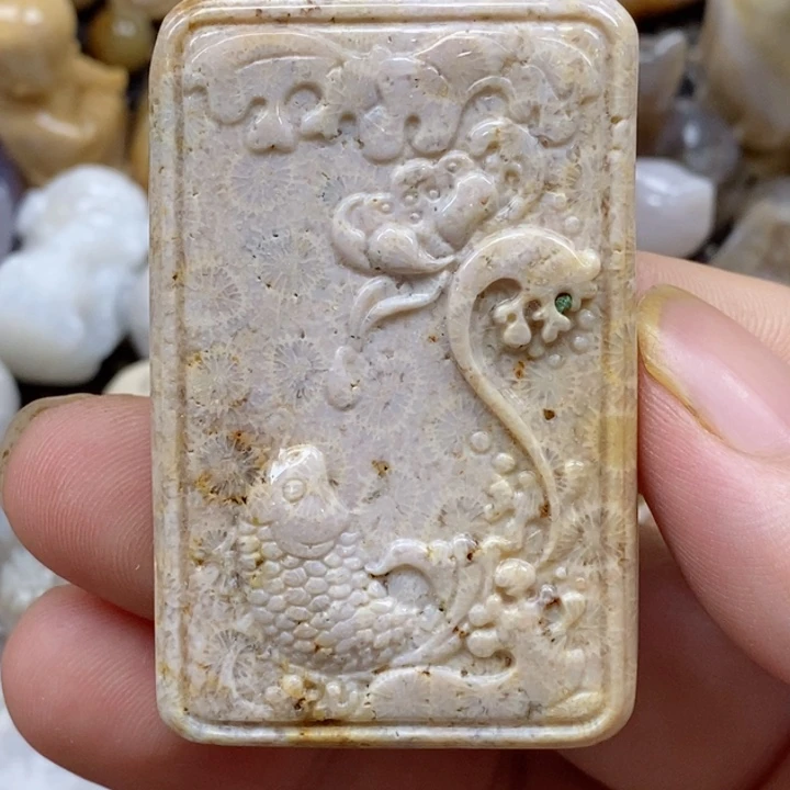 颈饰未镶嵌硅化珊瑚（珊瑚玉）有瑕