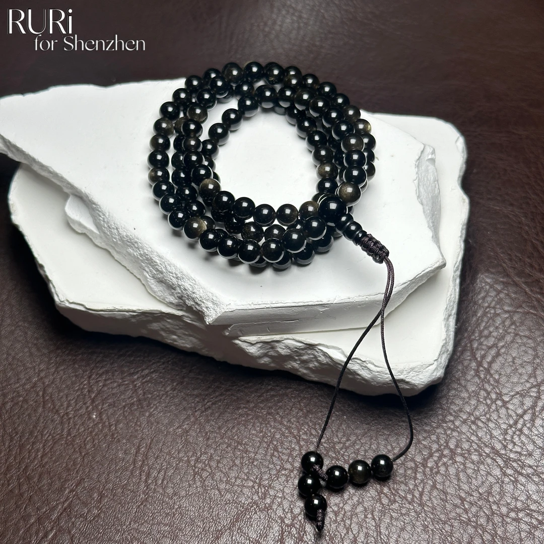 时尚百搭天然黑曜石长款毛衣链 多样性发其一 SJ250054