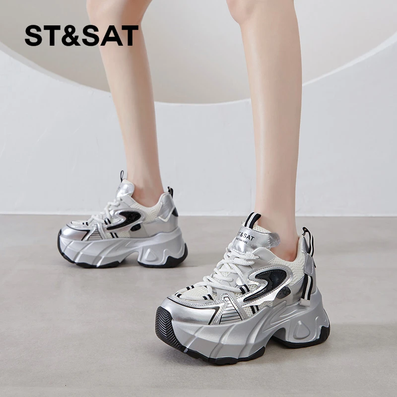 星期六官方旗舰店厚底老爹鞋透气增高时尚休闲鞋秋季时尚休闲潮流