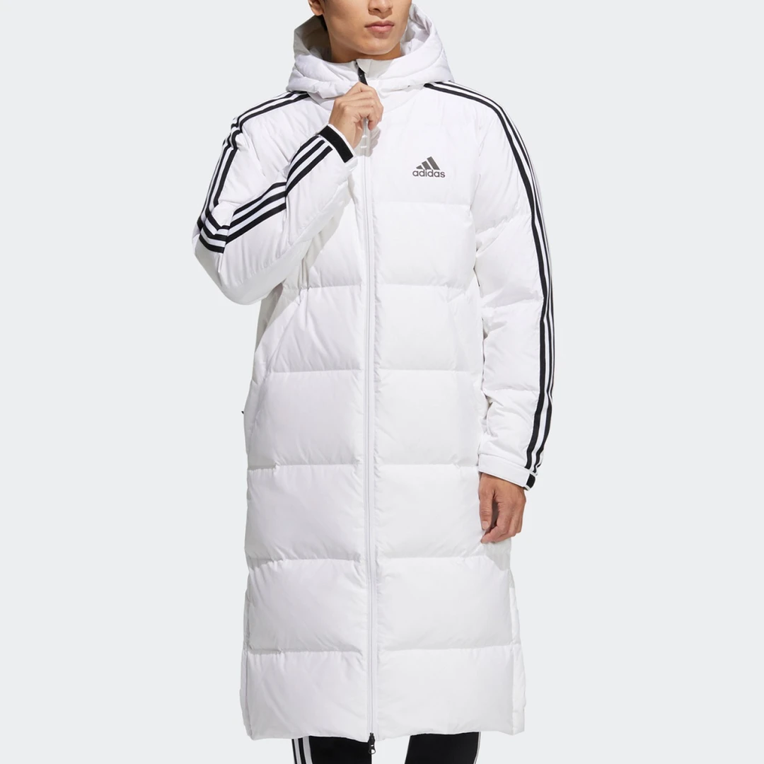 Adidas/阿迪达斯正品2024男女保暖长款连帽运动羽绒服H20762