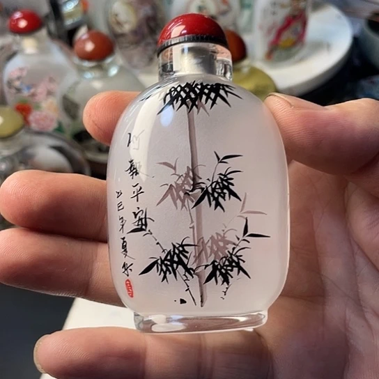 有机玻璃手工内画鼻烟壶竹子