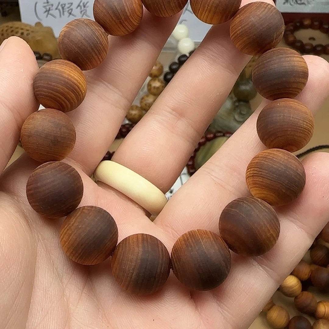 柏木（崖柏）手串/手链1.5粗抛黑油骨