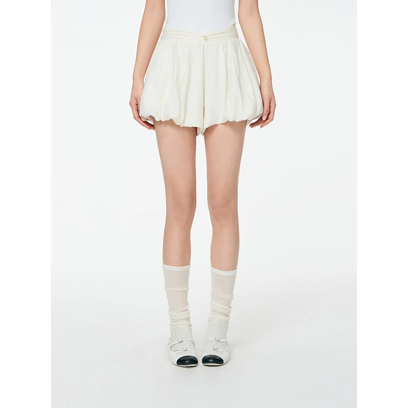 PINPINPLUS丨「法式迷梦」高腰显瘦蝴蝶结柔软花苞短裤PABEA320002G