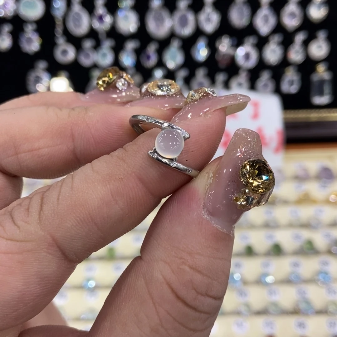 蛇纹石玉银S925镶嵌戒指