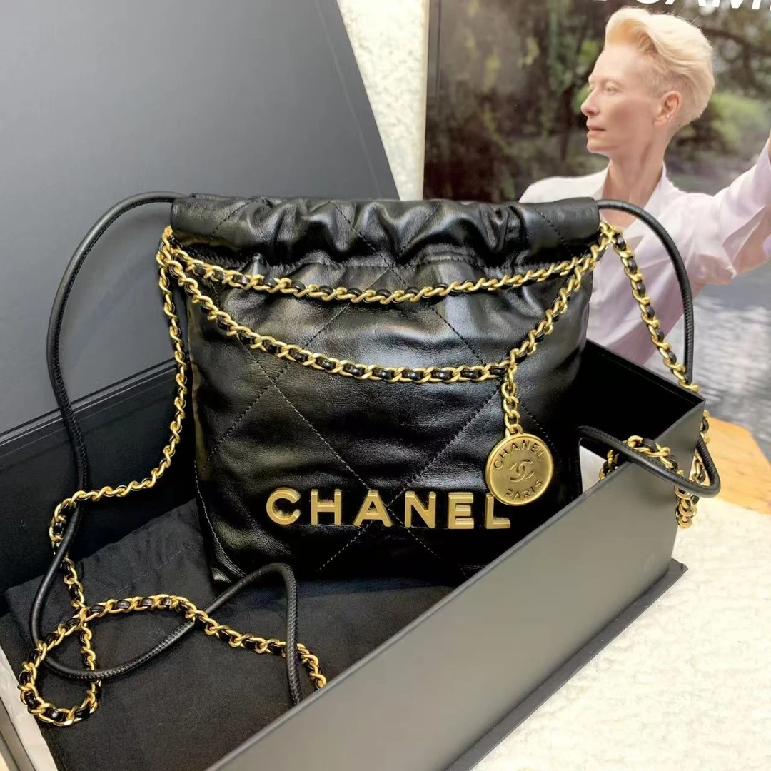 99新 Chanel/香奈儿 壹臻/23s黑金22bag mini斜跨包/ 95835287