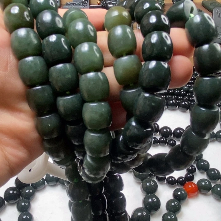 未镶嵌手串和田玉（青玉）卡12直切