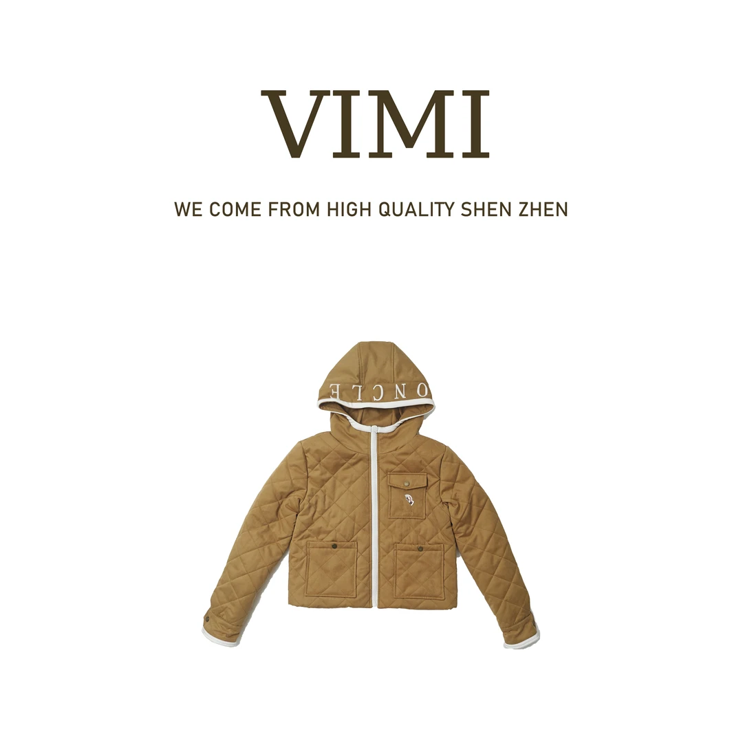 VIMI·羊毛加厚时尚棱形休闲百搭连帽棉服NS17047