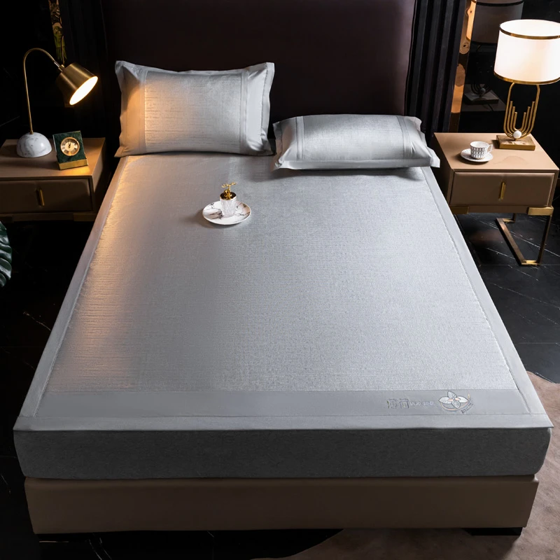 2025新款清凉一夏肌理色薄荷凉席织提花冰丝凉席三件套