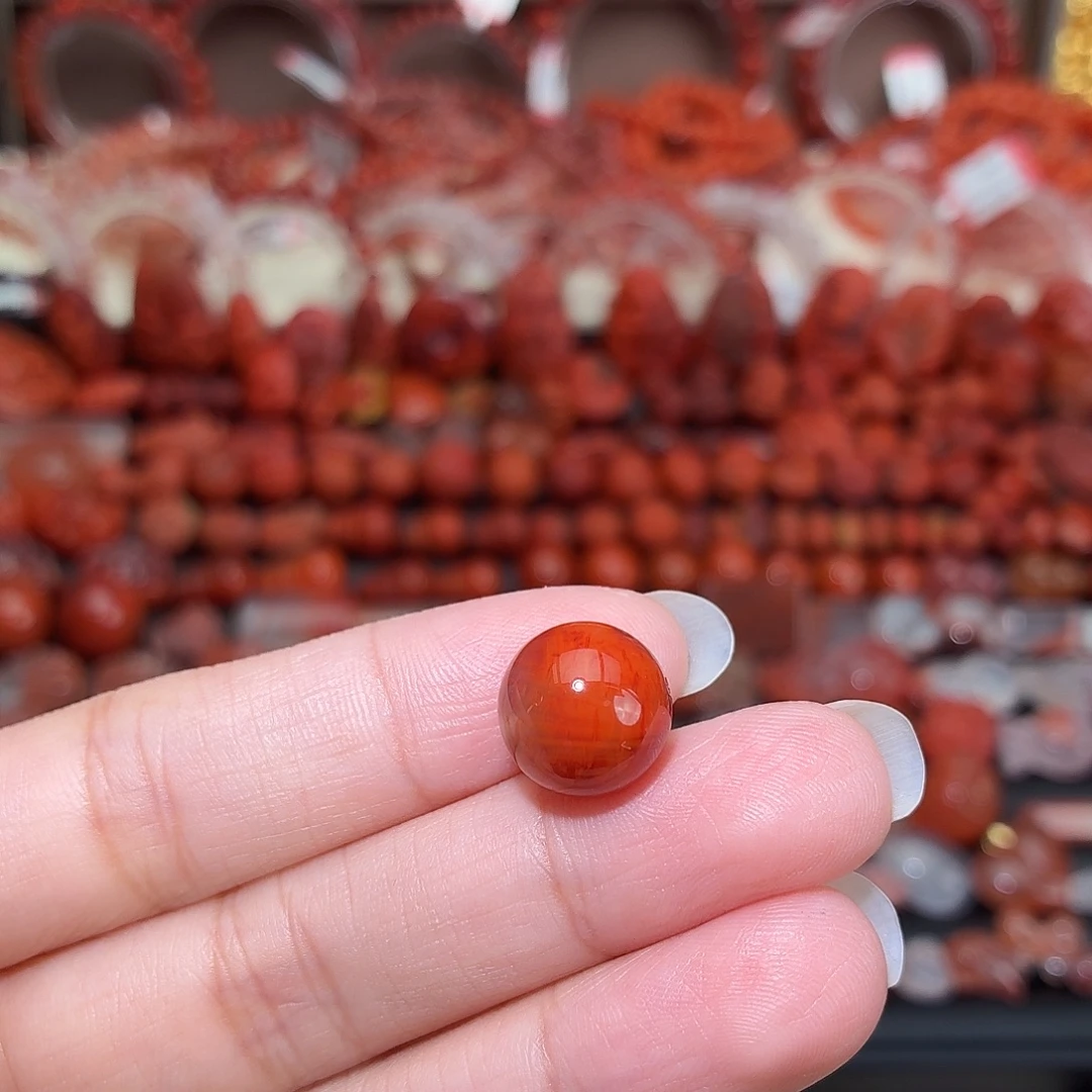 南红玛瑙未镶嵌颈饰火焰纹单珠12+