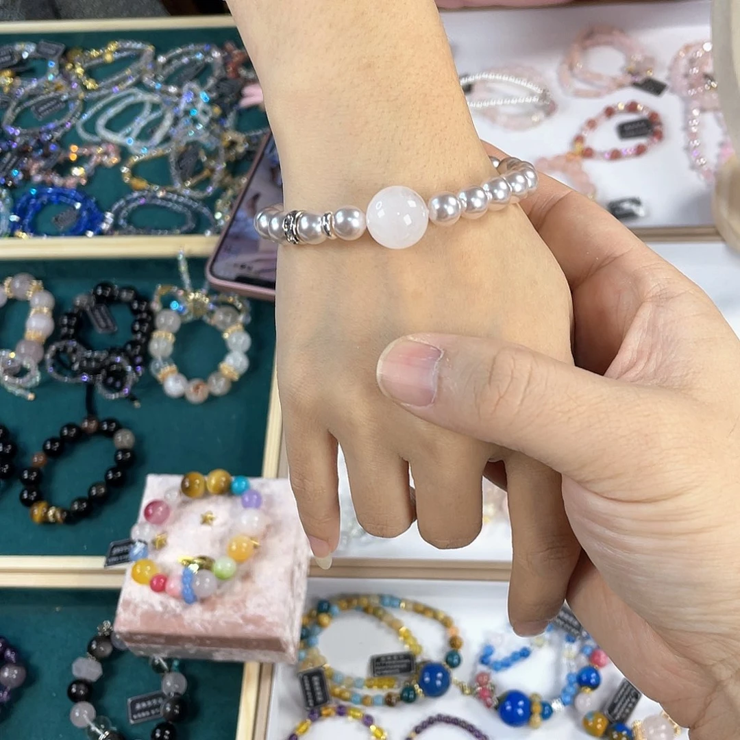 水晶手链银S925镀金镶嵌