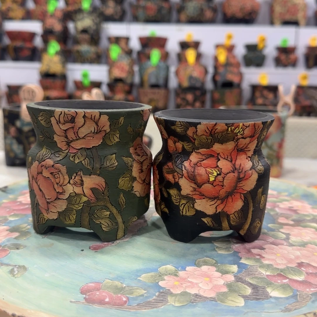 小***鱼花盆紫砂精品手绘多肉花盆