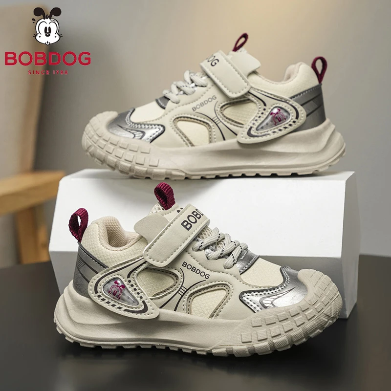 巴布豆童鞋男童运动鞋2025春秋新款防水皮面男孩小学生防滑跑步鞋