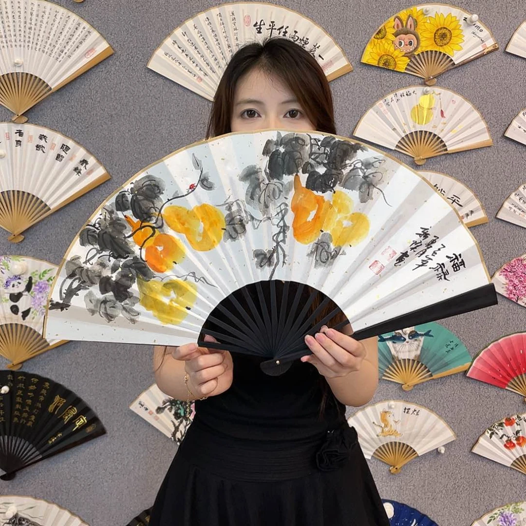 书法10寸-仿乌木福利折扇（默认粘好）