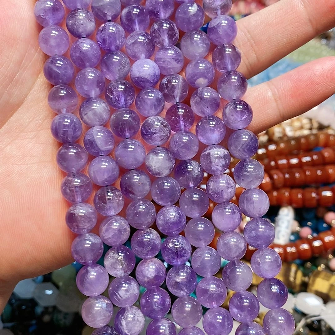 玛瑙/玉髓散珠巴西紫水晶一条10mm
