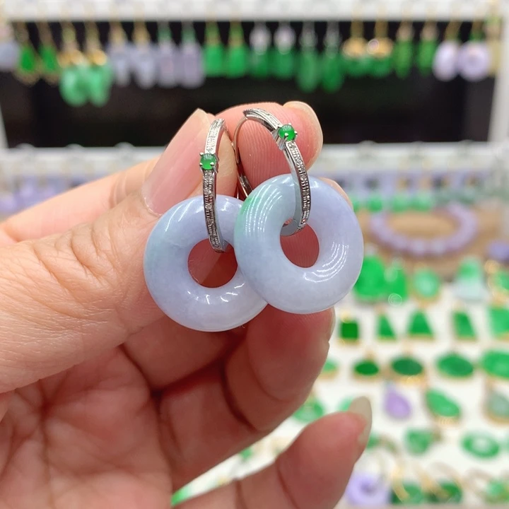 翡翠18K金镶嵌耳饰