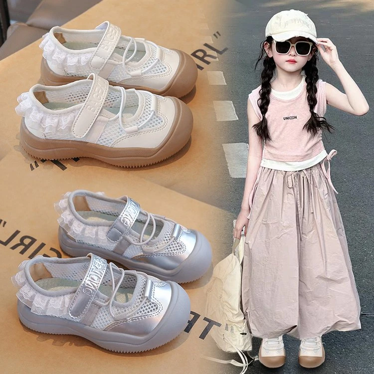 芭蕾风女童单网公主鞋2-11岁夏季新款儿童鞋子蕾丝机能玛丽珍凉鞋