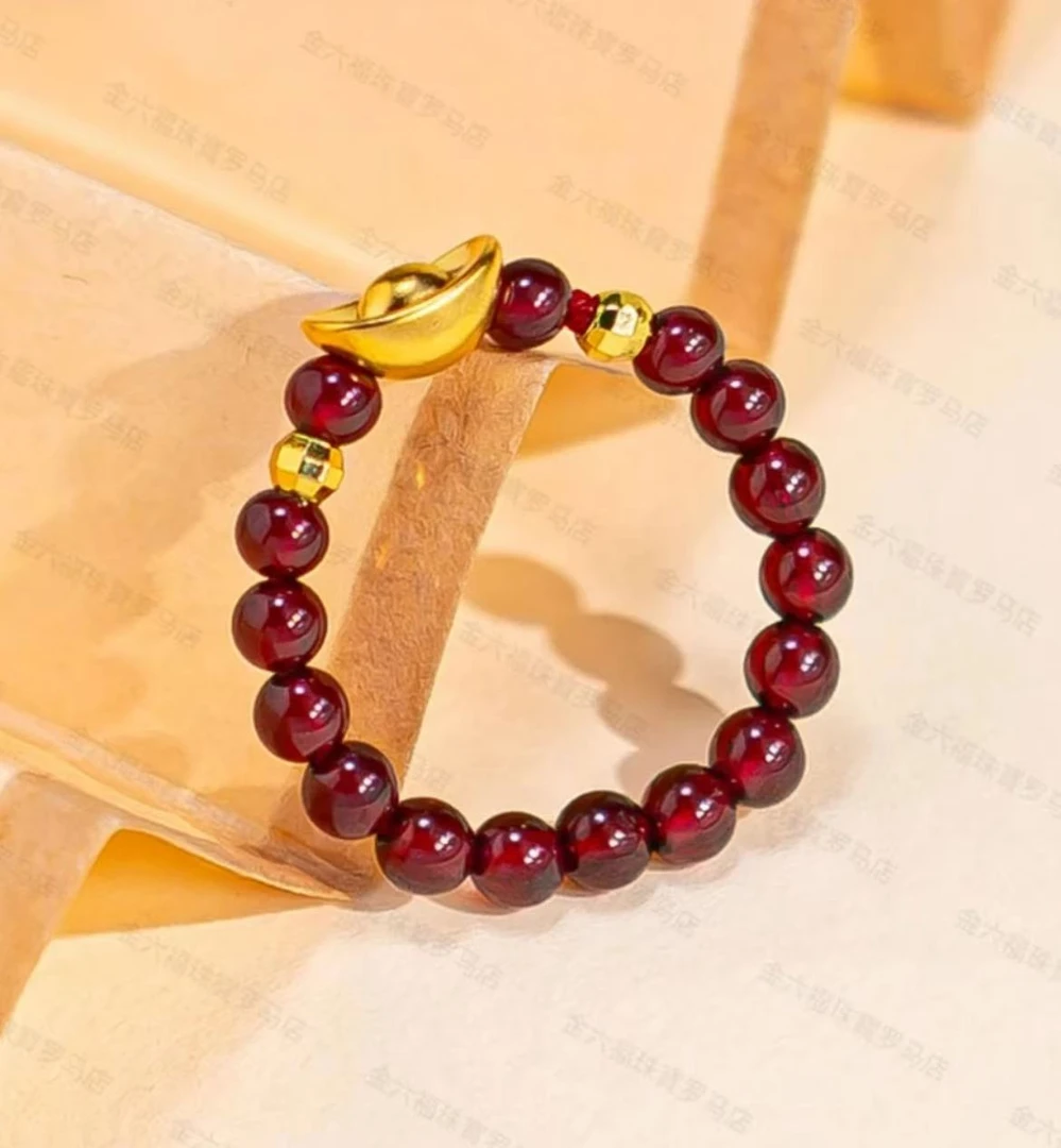 【黄金补贴】足金元宝搭配天然石榴石（证书）