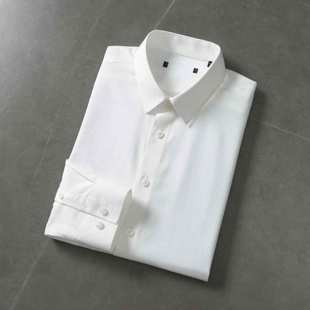四面弹+压胶！品牌撤柜无痕免烫纯色衬衫男轻奢商务长袖白衬衣夏