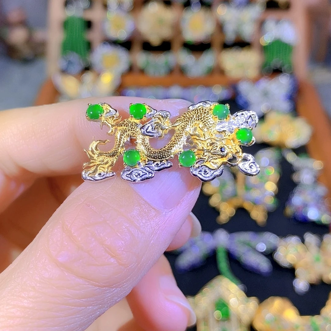 吊坠(不含链)银S925镶嵌翡翠