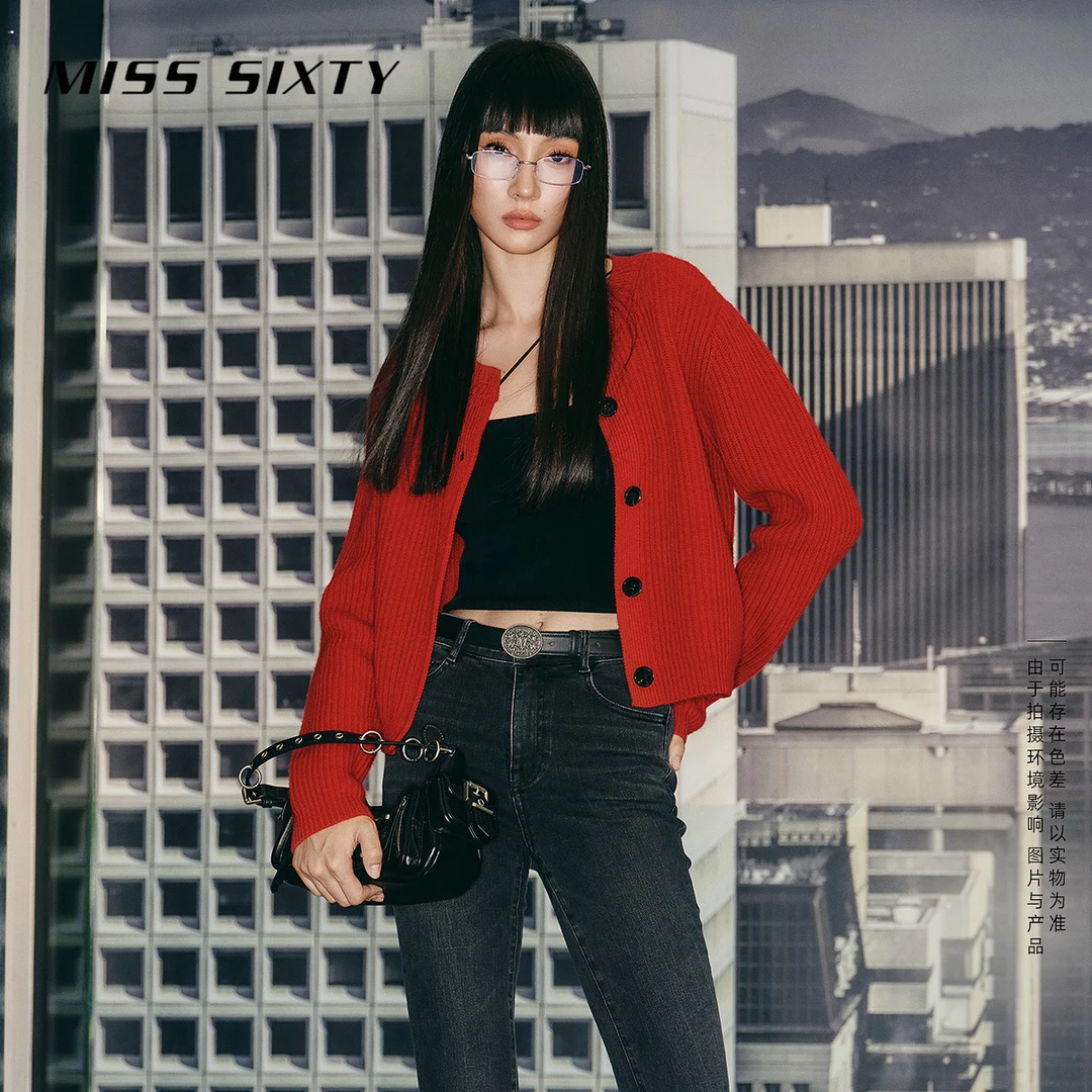 【新年系列】Miss Sixty绵羊毛针织衫外套女圆领宽松短款气质百搭