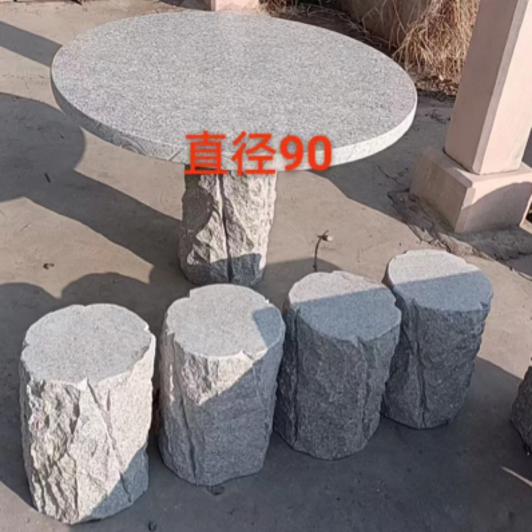 大理石圆形石桌石凳适合花园别墅室外休闲使用方形石雕桌子