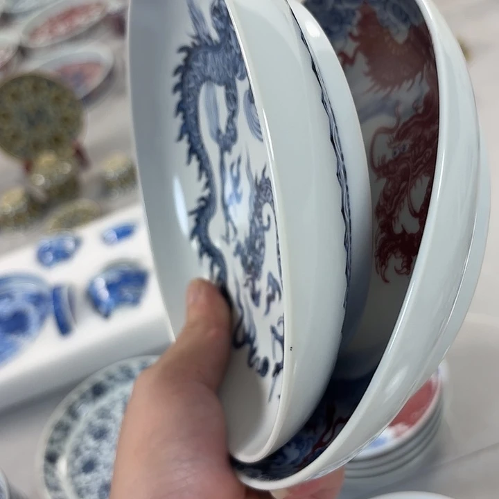 飘***羽瓷片双龙戏珠大胡乘➕铠甲龙胡乘