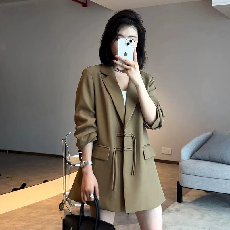 设计感小众盘扣西装女长袖上衣  ZH-322716