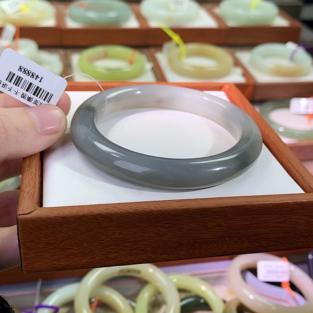 和田玉未镶嵌手镯55 烟紫 微