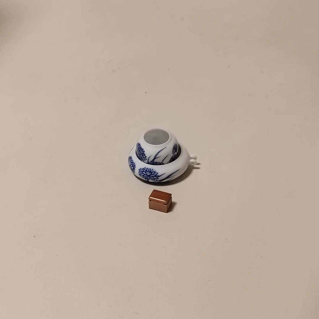 华胜堂青花手绘兰草鸟食罐两件套1.1丝距两套