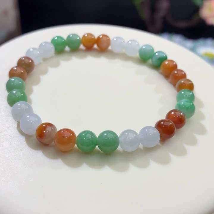 翡翠未镶嵌手链冰胶多宝卡6.9
