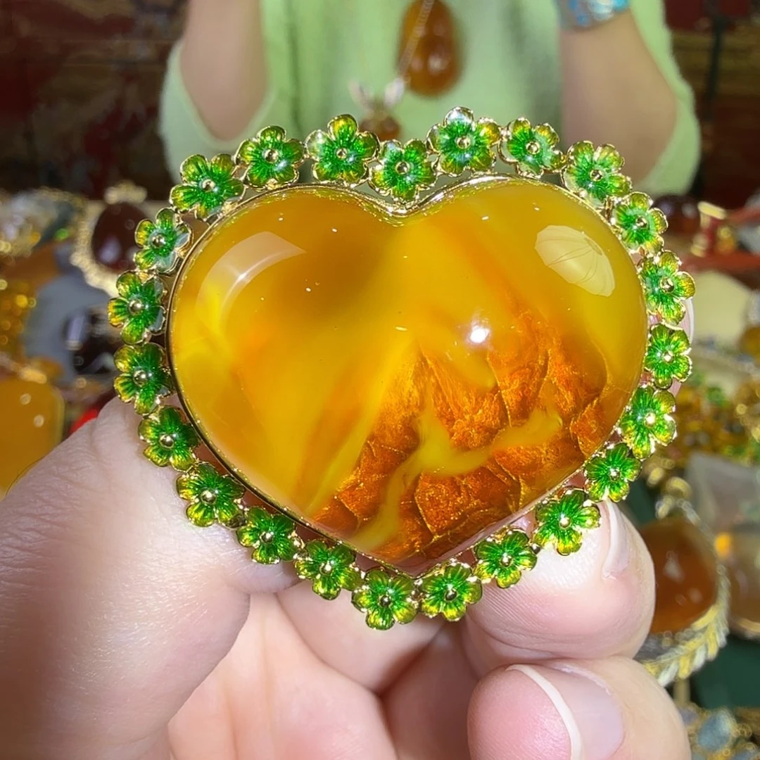 蜜蜡银S925镀金镶嵌戒指