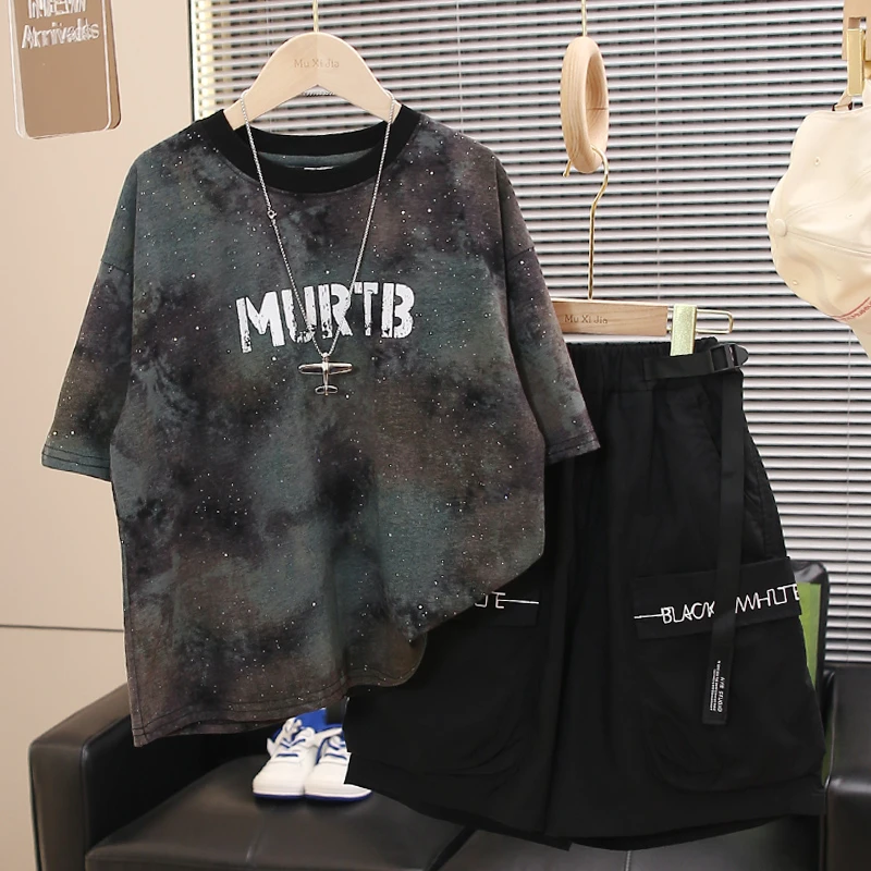 儿童装男童夏装套装2025新款运动夏季中大童夏款男孩薄款酷帅气潮