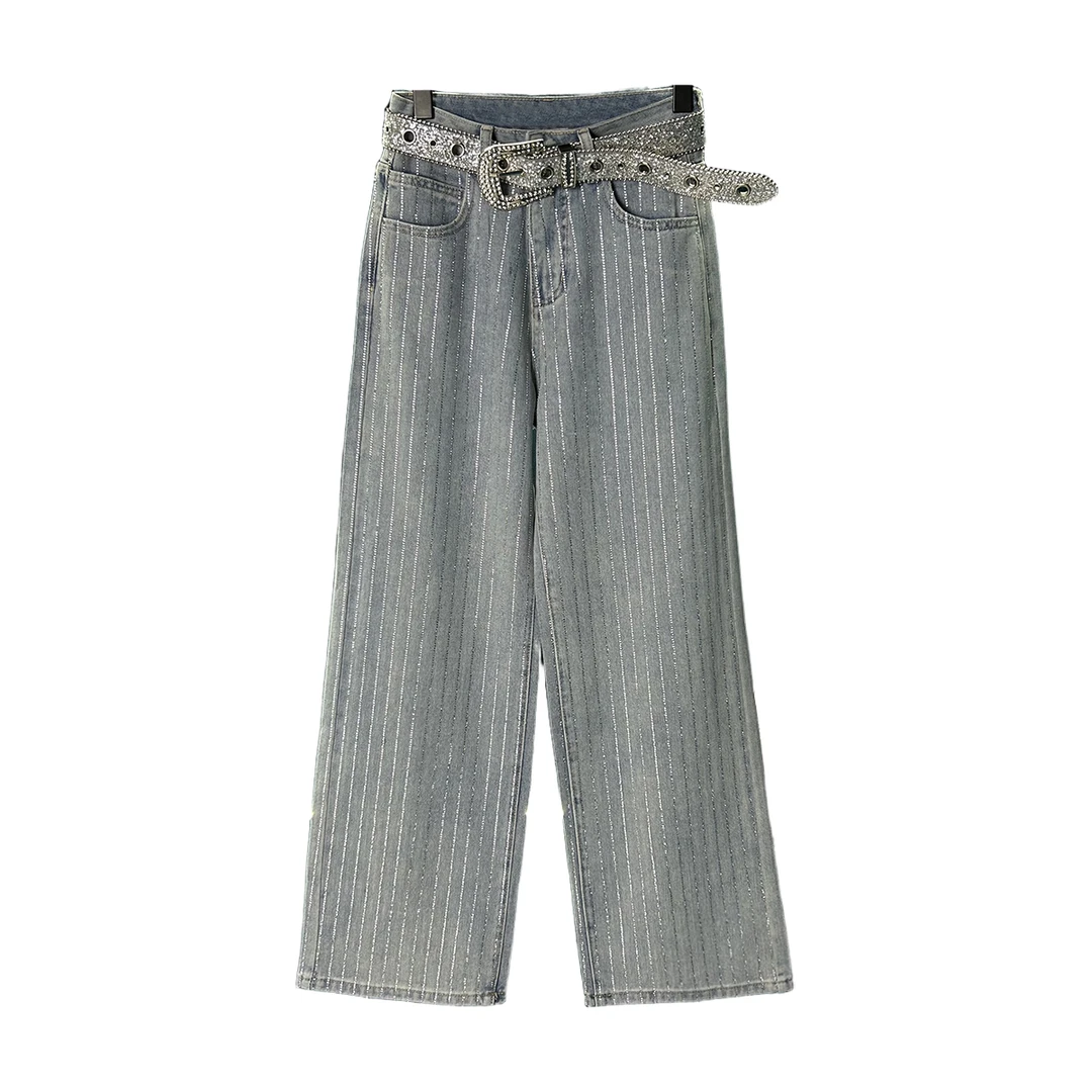 【CENFUN】85* 重工蓝色破洞修身个性ins韩版做旧裤D02215