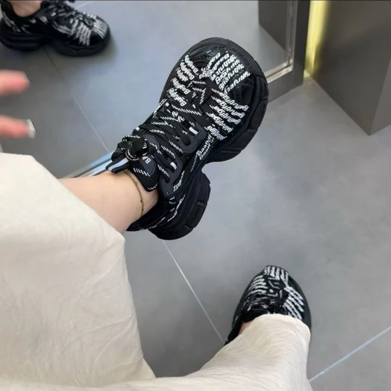 欧洲站欧货时尚女鞋2025秋季新款厚底增高百搭休闲透气时尚老爹鞋