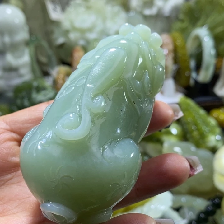 岫玉未镶嵌岫玉手把