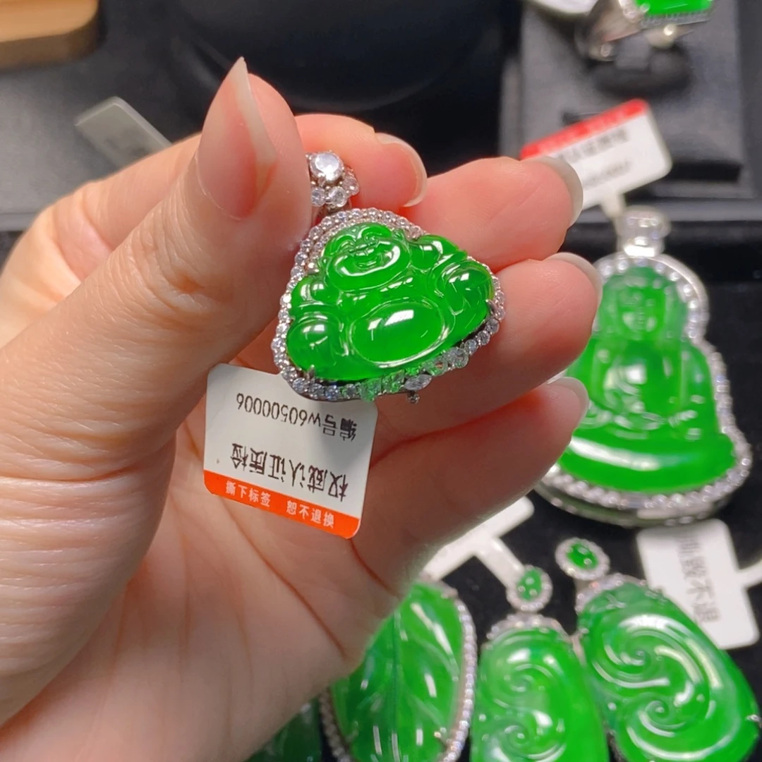 翡翠银S925镶嵌吊坠(不含链)