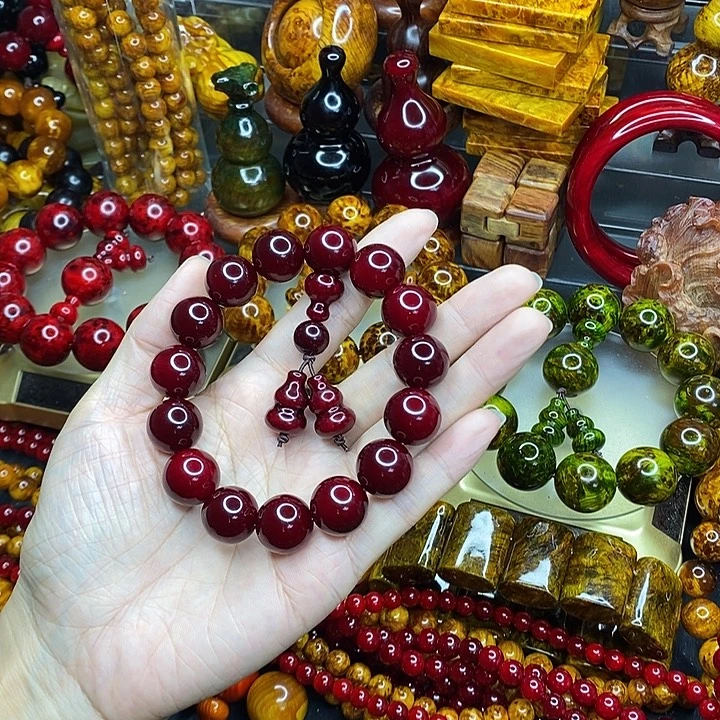 松木琥珀木文玩手串