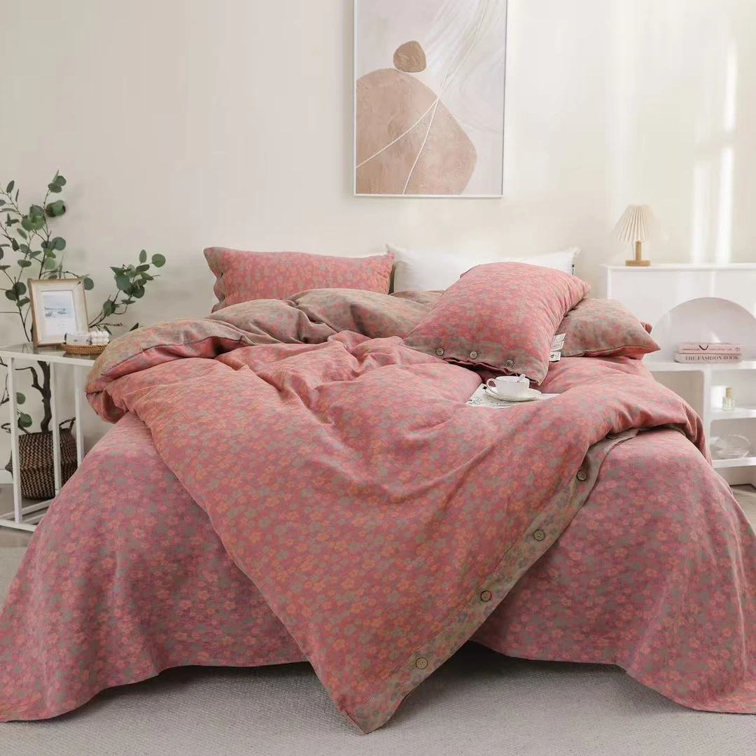 [粉雾语]200*230A类母婴双层纱双人被套