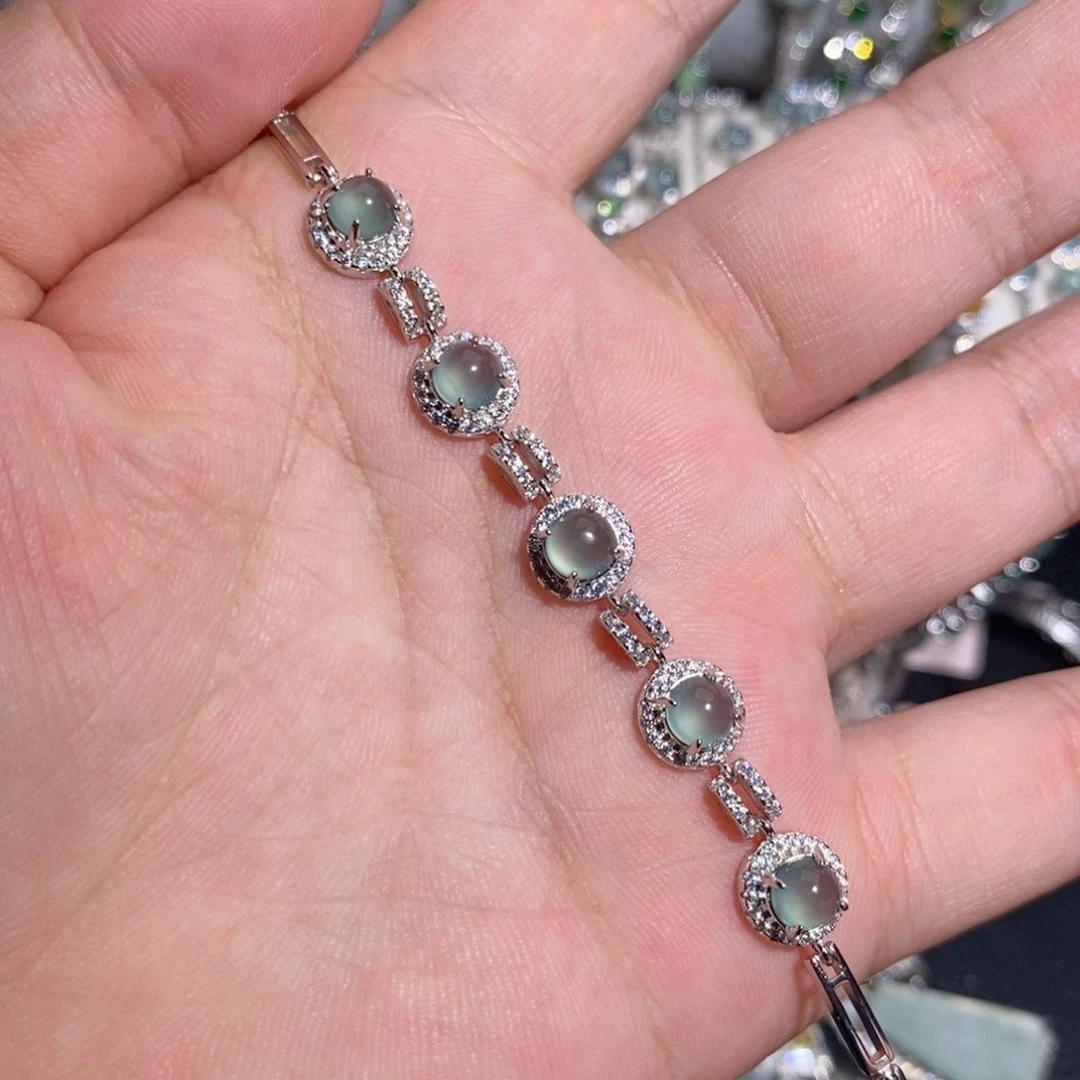 银S925镶嵌手链翡翠k k k k