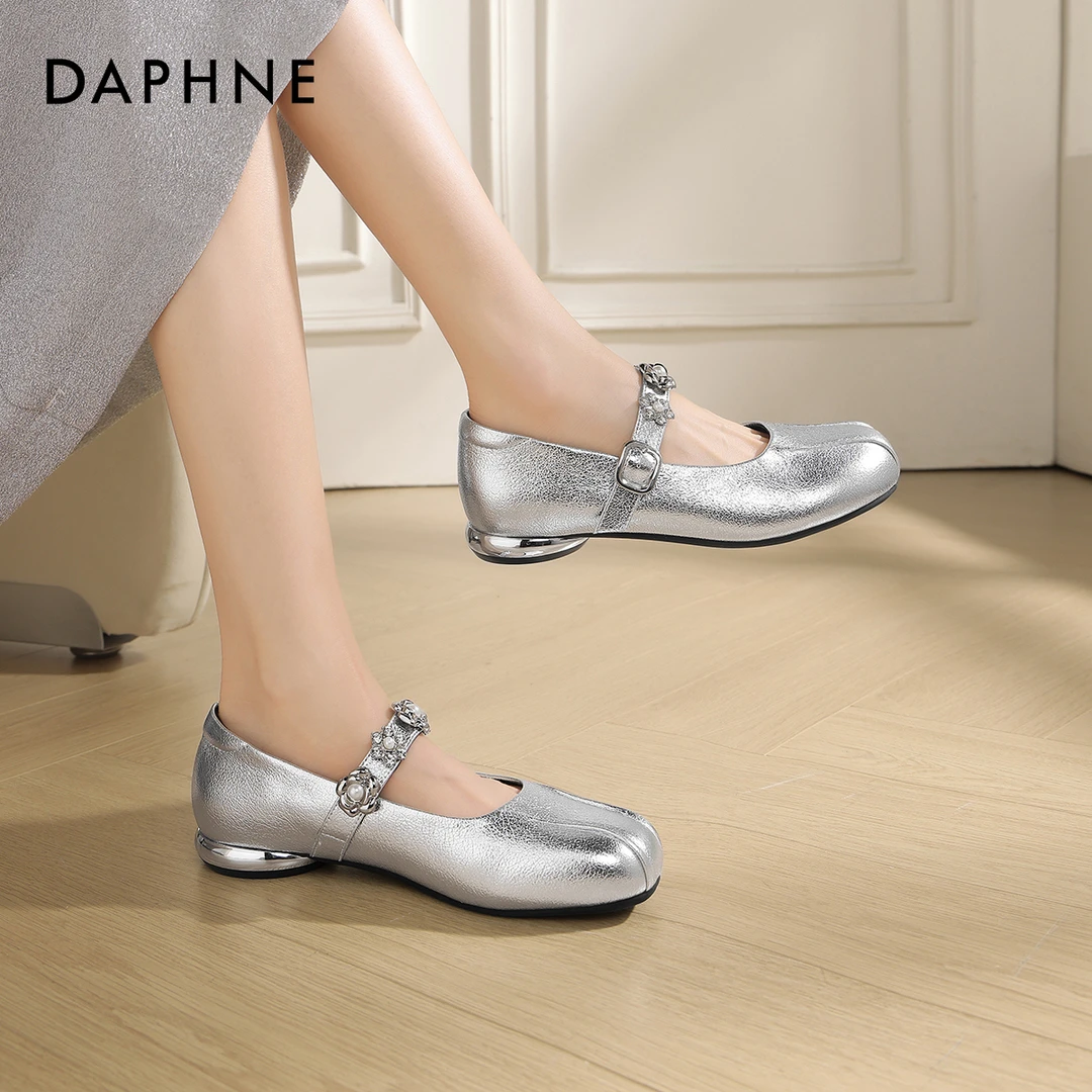 达芙妮正品爆款夏季新款绑带单鞋复古软底百搭平底鞋通勤休闲女鞋