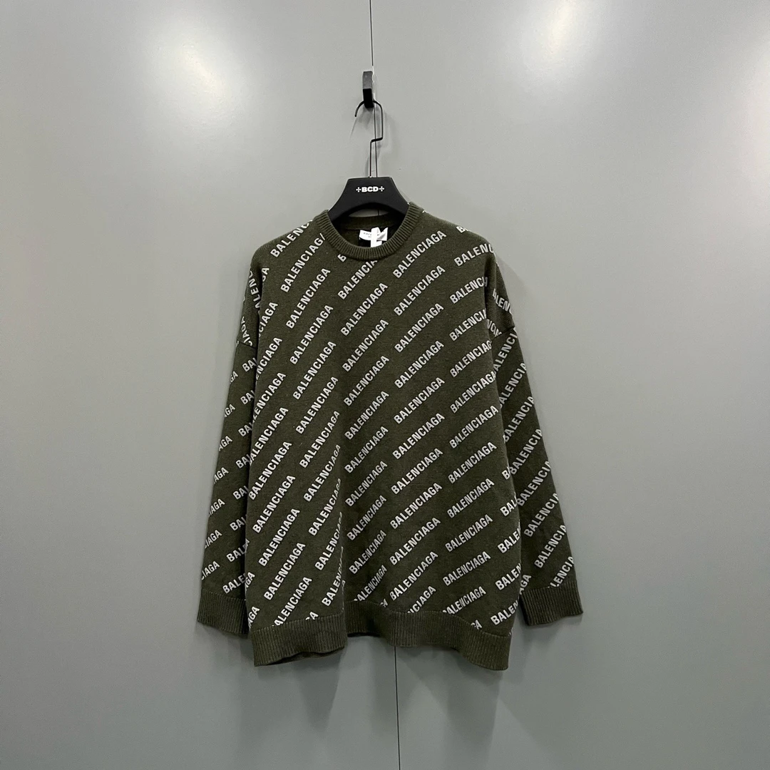 95新 Balenciaga/巴黎世家 q221 弹幕logo满印针织衫 bc014161