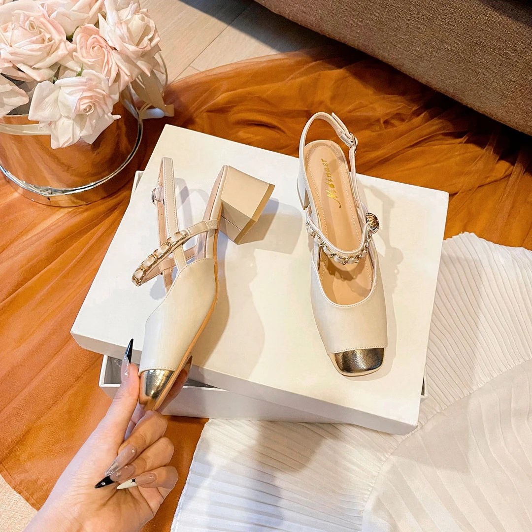 夏日邂逅｜牛皮｜成都手工高定浅口百搭粗跟包头凉鞋时尚法式夏季