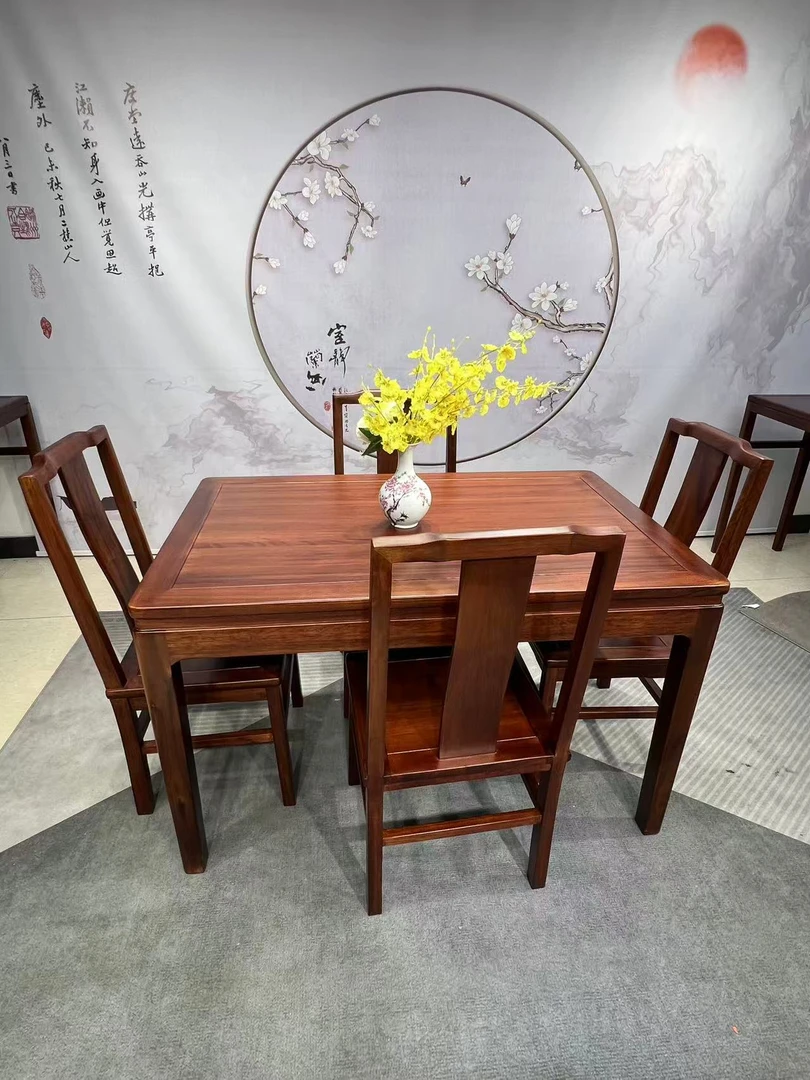 乌金木长方桌家用简约素面长餐桌长方干泡台