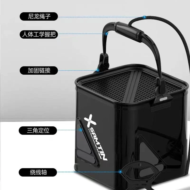 918加厚EVA可折叠钓鱼打水桶带绳活鱼桶户外垂钓用品