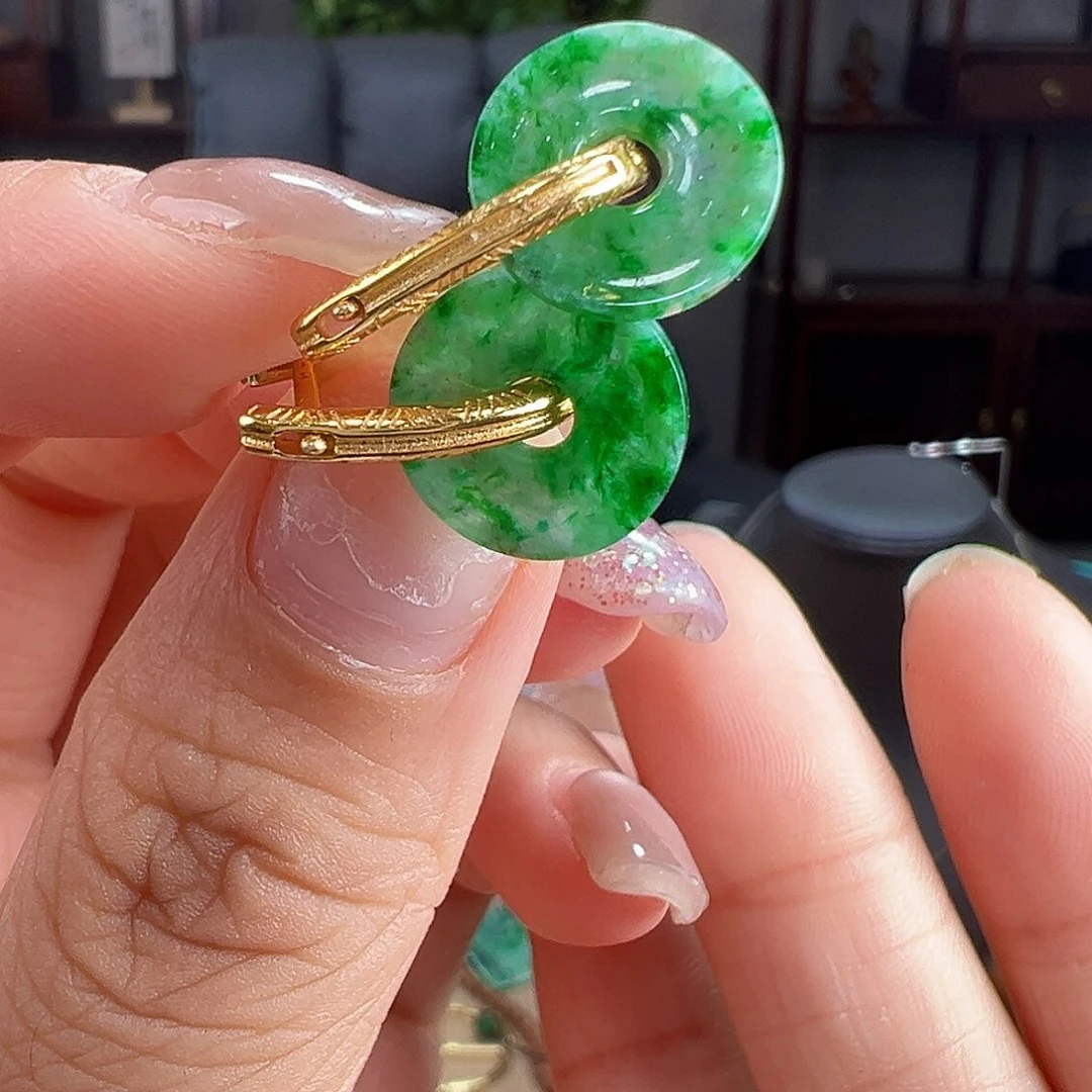 翡翠银S925镶嵌耳饰耳饰