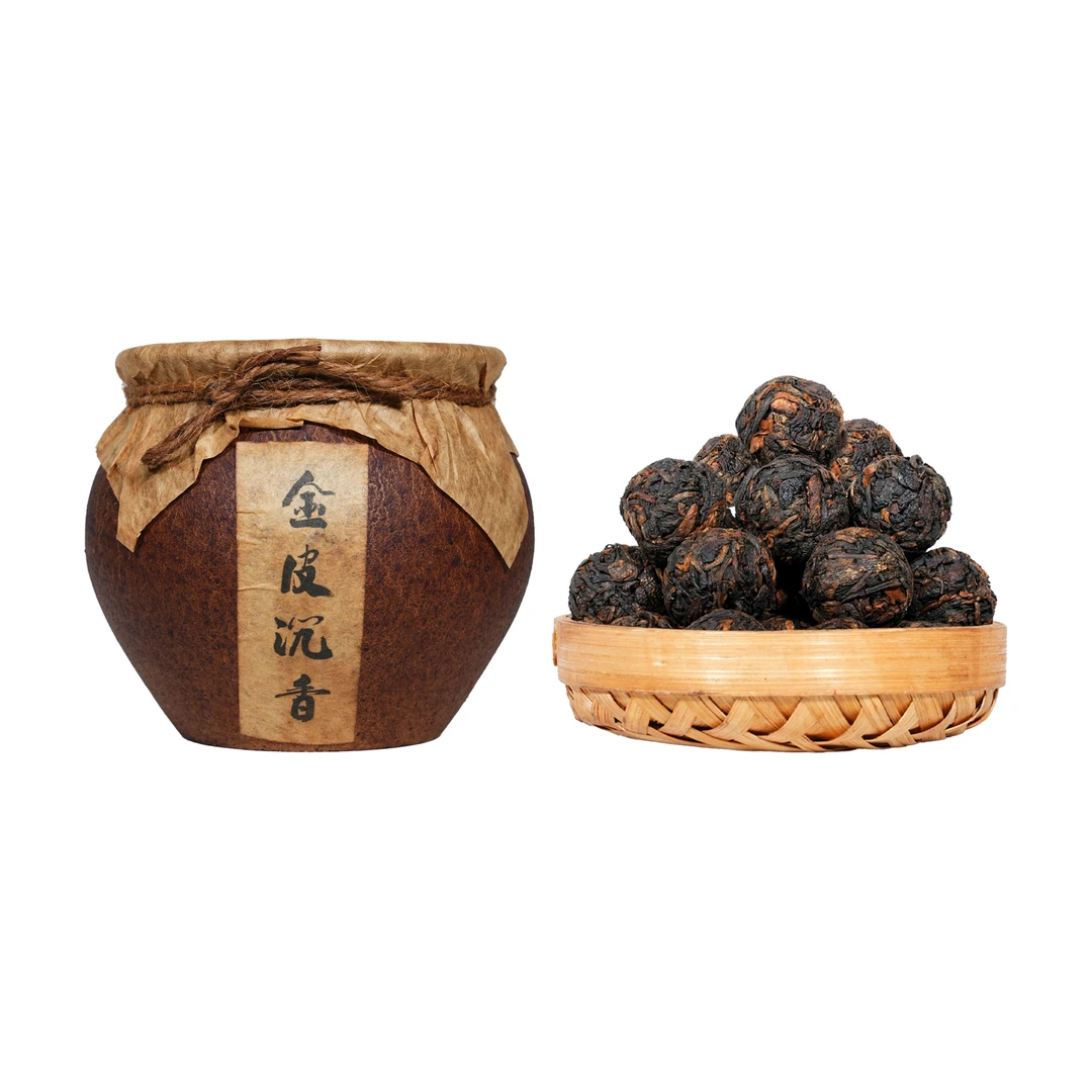 【老李私藏茶】2009年新会陈皮+2010年冰岛熟茶龙珠200g罐（带茶样）