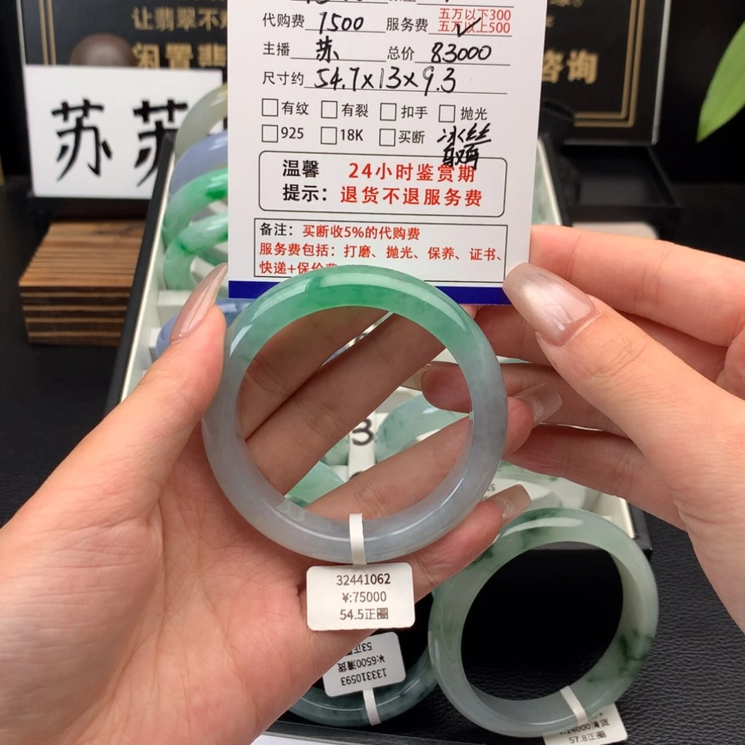 翡翠手镯未镶嵌小**涡冰绿