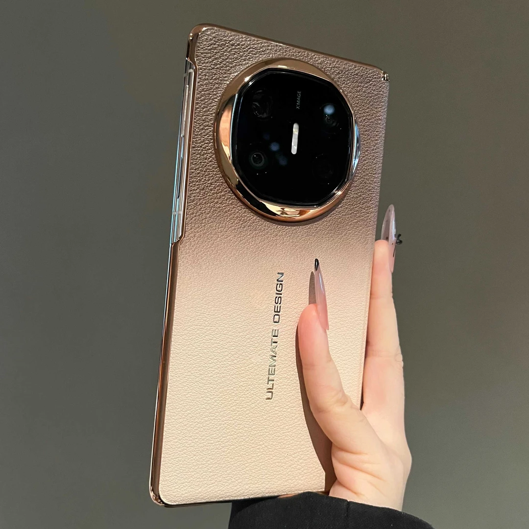 ins风棕粉渐变适用华为mateX7典藏版折叠屏手机壳高档真皮MateX6